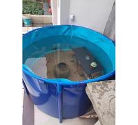 Generico Piscina Portatile Fuori Terra - Rivestimento Flessibile in PVC con Telaio, laghetto in Tela autoportante per Koi/Pesci Rossi, Vasca per Pesci Resistente (2x0,6 m)