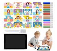 Genérico Pittura colorata,Pittura di, Kit di pittura colorati per bambini, 12 colori di 16 immagini di peeling e cospargere 1 vassoio 1 pennello per artigianato divertente