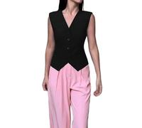 Generico Piumini Leggeri Donna Giacca Autunno Donna Un Gilet Da Dalla Vestibilità Attillata Abbinato A Una Giacca Corta Senza Maniche Con Gilet Ripiegato Giubbotto Pelle Black Xl