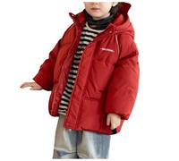Generico Piumino con Cappuccio per Bambini Giacche Unisex per Bambini Giubbotto Zip Invernale Giacca Invernale Bambino Caldo e Confortevole Piumino da Bambina (Red, 18-24 Months)