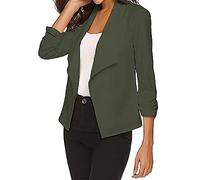 Generico Piumino Donna Invernale Giubbino 100 Gr Donna 8755 Abito Da A Maniche Lunghe Tinta Unita Da Semplice Sottile Giacca Pelle Cappotto Green L