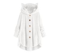 Generico Piumino Mezza Stagione Donna Chiodo Donna Cappotto In Peluche A Maniche Lunghe Casual Alla Diviso Con Con Bottoni In Colore Piumino Invernale Giacca Militare White L