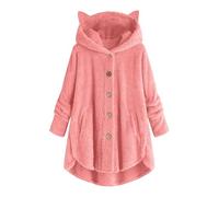 Generico Piumino Mezza Stagione Donna Chiodo Donna Cappotto In Peluche A Maniche Lunghe Casual Alla Diviso Con Con Bottoni In Colore Piumino Invernale Giacca Militare Pink S