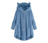 Generico Piumino Mezza Stagione Donna Chiodo Donna Cappotto In Peluche A Maniche Lunghe Casual Alla Diviso Con Con Bottoni In Colore Piumino Invernale Giacca Militare Blue Xxl