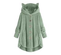 Generico Piumino Mezza Stagione Donna Chiodo Donna Cappotto In Peluche A Maniche Lunghe Casual Alla Diviso Con Con Bottoni In Colore Piumino Invernale Giacca Militare Green Xxl