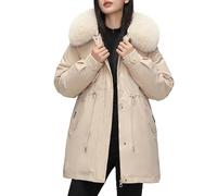 Generico Piumino Rosa Donna Women's Solid Long Down Jacket Winter Jacket Soft Thickened Warm Snow Jacket Removable One Dress Three Ways To Wear Piumini Donna Autunnali (White, L)