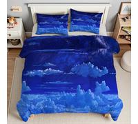 Generico Piumino Singolo Nuvole Trapunte Cielo Stellato Piumone Imbottito Resistente Lavabile, Super Morbida Trapunta, piumini 135x200 cm in Microfibra Reversibile e 2 Federa 50x80 cmT4742