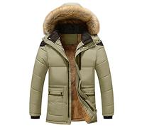 Generico Piumino Uomo Invernale - Giacca Uomo Invernale Chaqueta de Abrigo de Color sólido de Otoño e Invierno para Hombre Chaqueta de de Manga Larga a juego Chaqueta acolchada con Capucha (Khaki XL)