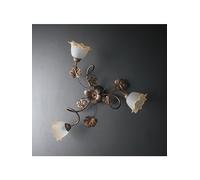 Generico Plafoniera da soffitto classica in ferro battuto marrone 3 luci per salotto, soggiorno, cameretta, corridoio, camera da letto, sala da pranzo, LGT Acero