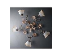 Generico Plafoniera da soffitto classica in ferro battuto marrone 5 luci per salotto, soggiorno, cameretta, camera da letto, sala da pranzo, LGT Acero