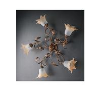 Generico Plafoniera da soffitto classica in ferro battuto marrone 5 luci per salotto, soggiorno, sala da pranzo, camera da letto, LGT Morena
