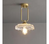 Generico Plafoniera, Lampadari Piccoli da soffitto in Vetro Stile Fattoria, da soffitto a Filo, V-intage, for corridoio, con Fiori Dorati, Vicino al soffitto for Cucina, Ristorante, Scala, Balcone(C)