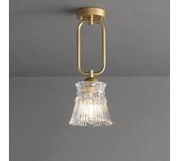 Generico Plafoniera, Lampadari Piccoli da soffitto in Vetro Stile Fattoria, da soffitto a Filo, V-intage, for corridoio, con Fiori Dorati, Vicino al soffitto for Cucina, Ristorante, Scala, Balcone(F)