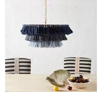 Generico Plafoniera, Lampadario con nappa V-intage Lampada Boho Designer Creativo Luce intrecciata Sala da pranzo Luci a sospensione(Gradient Blue 60cm,Cold White)
