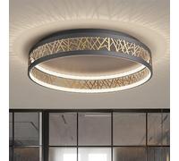 Generico Plafoniera moderna a LED dimmerabile con telecomando, plafoniera cava a forma rotonda con struttura in metallo, compatibile con camera da letto, sala da pranzo studio, lampadario da pranzo