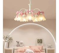 Generico Plafoniera, Soggiorno francese, sala da pranzo, romantica e calda camera letto for, guardaroba, ragazza, dolce fiocco, protezione for gli occhi rosa, pendente a soffitto(5 light)
