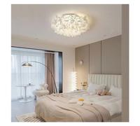 Generico Plafoniere a LED Moderne con lampadari in Piume Bianche, Lampada da soffitto con lampadari Decorati con Petali di Fiori, Compatibile con Il Soggiorno della Camera da Letto, plafoniera