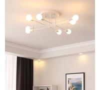 Generico Plafoniere Moderne Lampada Industriale Sputnik a 8 luci Lampada da soffitto a Semi-Incasso Bracci Regolabili Lampadario retrò in Metallo Nero, lampadario da Pranzo
