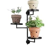Generico Plant Wall Shelf, 3 Tier Metal Windowsill Plants Rack, Space Saving 180° Rotating Multifunctional Display Stand for Indoor, Balcony, Windowsill, Studio, 17.1 inches, Black