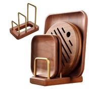 Generico Plate and Lid Organiser, Pot Lid Storage Organizer, Kitchen Rack, Countertop Holder, Cutting Board Holder Stand, Kitchen Countertop Plate Rack with Wood Base for Plates, Trays, Pans