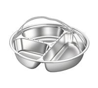 Generico Plateau de Service Divisé en Acier Inoxydable 316L avec Poignée - Assiette Compartimentée Ronde pour Apéritif, Fruits et Snack - Plat de Cuisson Vapeur Multi-Usage - Idéal Régime,