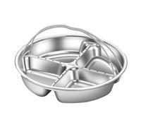 Generico Plateau de Service Divisé en Acier Inoxydable 316L avec Poignée - Assiette Compartimentée Ronde pour Apéritif, Fruits et Snack - Plat de Cuisson Vapeur Multi-Usage - Idéal Régime,