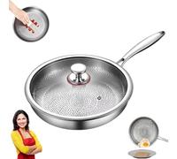 Generico Plateful Titanium Pan, 12" Plateful Fry Pan, Titanium Pro Hammered Pans, Ultra-Durable & Scratch-Resistant, Even Heating for Cooking (28 cm,With Lid)