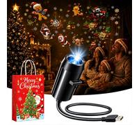 Generico Plug-&-Play HD Christmas Projector 6 or 10 Festive Scene (10pcs) | 5D Holographic Night Light Projector, Instant Usb Setup, Silent 360° Rotation, Night Light Projector for Decor Xmas Gifts
