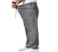 Generico Plus Size Baggy Jeans per Gli Uomini Vita Elastica Pull On Denim Pantaloni a cordone Straight Loose Jean Sweatpants