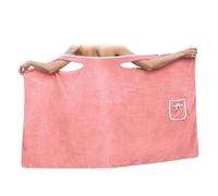 Generico Plus Size Women's Wearable Shower Skirt Bow Tie Water Absorption and Quick Drying Beauty Glow Wrap Towel with Straps (Pink,Large)