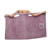 Generico Plus Size Women's Wearable Shower Skirt Bow Tie Water Absorption and Quick Drying Beauty Glow Wrap Towel with Straps (Purple2,Large)