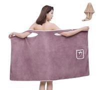 Generico Plus Size Women's Wearable Shower Skirt, Highly Absorbent Coral Fleece Bathrobe, 2-Button Design Adjustable Closure, Soft Friendly, Easy to Put On (Purple)