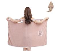 Generico Plus Size Women's Wearable Shower Skirt, Highly Absorbent Coral Fleece Bathrobe, 2-Button Design Adjustable Closure, Soft Friendly, Easy to Put On (Khaki)