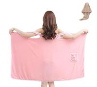 Generico Plus Size Women's Wearable Shower Skirt, Highly Absorbent Coral Fleece Bathrobe, 2-Button Design Adjustable Closure, Soft Friendly, Easy to Put On (Pink)