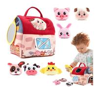 Generico Plush Barn with Farm Animals | Pretend Play Stuffed Set with Built-in Mirror | Soft Interactive Sensory Toys for , Boys & Girls | Educational Hand Development Toy for Preschool Kid