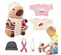Generico Plush Capybara - Cartoon Animal Plushing | Vesti set Capybara ripieno | Plush interattiva con abiti, regalo per decorazione, giocattolo da festa per il display del divano del letto