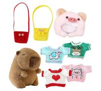 Generico Plush Capybara, Stuffed Animal Doll with Clothes & Bags, Capybara Toy Piillow, Cute Room Decor for Kids and Adults, Soft Companion for Bedrooms Sofas and Gift Occasions