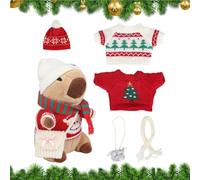 Generico Plush Capybara Toy, Cartoon Animal Set with 9 Dress-Up Outfits and Accessories, Fun Interactive Soft Doll for Party Supplies, Christmas Holiday Decorations on Bed Sofa Couch Display