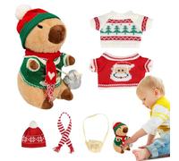 Generico Plush Capybara Toy, Cartoon Animal Set with 9 Dress-Up Outfits and Accessories, Fun Interactive Soft Doll for Party Supplies, Christmas Holiday Decorations on Bed Sofa Couch Display
