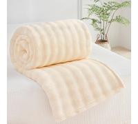 Generico Plush Faux Rabbit Fur Throw Blanket,Soft Warm Comforte Thick Bubble Blanket,Lightweight Breathable Flannel Bed Couch Sofa Decor Plush Blankets