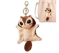 Generico Plush Flying Squirrel Keychain Charm - Cute Mini Squirrel Plush Toy | Backpack And Handbag Pendant | Soft Animal-Shaped Accessory For Keys And Purses, Realistic Flying