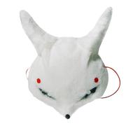 Generico Plush FoxMask - Furry Hand-painted Design | Cute Animal Masquerade Maşk for Women Halloween Cosplay - White Plush with Ears, Soft Costume Accessory for Masquerade Party, Carnival