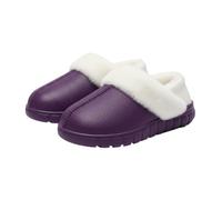 Generico Plush-Lined Cotton Slippers with Covered Heel, Memory Foam Arch Support and Non-Slip Sole, Warm Cozy House Shoes for Indoor Outdoor Use, Slip-On Comfort for Women (Purple,255(39-40))