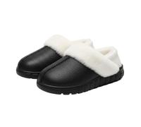 Generico Plush-Lined Cotton Slippers with Covered Heel, Memory Foam Arch Support and Non-Slip Sole, Warm Cozy House Shoes for Indoor Outdoor Use, Slip-On Comfort for Women (Black,245(37-38))