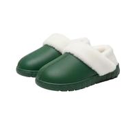 Generico Plush-Lined Cotton Slippers with Covered Heel, Memory Foam Arch Support and Non-Slip Sole, Warm Cozy House Shoes for Indoor Outdoor Use, Slip-On Comfort for Women (Green,235(35-36))