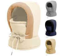 Generico Plush-Lined Thickened Thermal Hat with Face Mask for Men And Women,3 in 1 Full Coverage Warm Snow Hat,Ski Windproof Scarf cap (IT, Testo, Taglia Unica, off White)