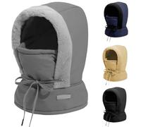 Generico Plush-Lined Thickened Thermal Hat with Face Mask for Men And Women,3 in 1 Full Coverage Warm Snow Hat,Ski Windproof Scarf cap (IT, Testo, Taglia Unica, Dark Gray)