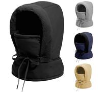 Generico Plush-Lined Thickened Thermal Hat with Face Mask for Men And Women,3 in 1 Full Coverage Warm Snow Hat,Ski Windproof Scarf cap (IT, Testo, Taglia Unica, Black)