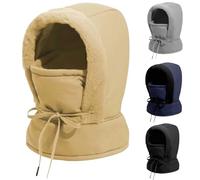 Generico Plush-Lined Thickened Thermal Hat with Face Mask for Men And Women,3 in 1 Full Coverage Warm Snow Hat,Ski Windproof Scarf cap (IT, Testo, Taglia Unica, Khaki)