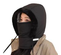 Generico Plush-Lined Thickened Thermal Hat with Face Mask for Men And Women, Fleece Balaclava Windproof Ski Winter Hooded (Black)